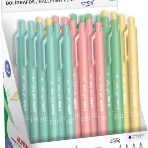 Exp 24 boligrafo retractil alpino soft touch pastel punta 1,0mm tinta color azul