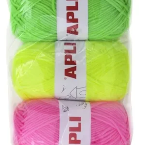 Blister 4 ovillos de lana tonos fluor 50g