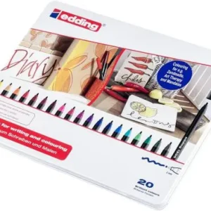 Caja metálica 20 rotuladores Edding 1300 colores surtidos