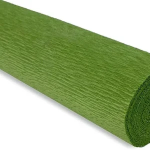 Paq/10 rollo continuo papel crespon 50x250cm verde caqui 32g