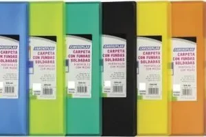Paq/8 carpeta 40 fundas soldadas a4 tapa flexible colores surtidos carchiplas