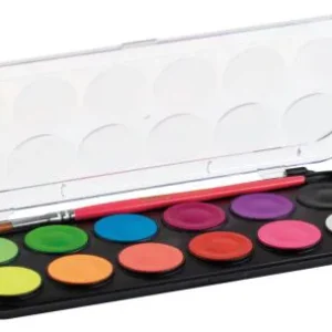 Estuche plastico 12 acuarelas fluo giotto + pincel colores surtidos