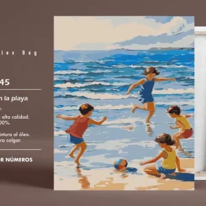 Bastidor pintar por numeros niños en la playa 40x50cm