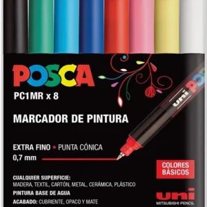 Estuche 8 rotuladores posca pc-1mr uni-ball colores surtidos
