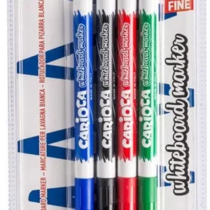 Estuche 4 rotuladores pizarra blanca punta fiina colores negro, rojo, verde y azul