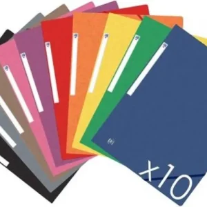 Paq/10 carpeta carton de gomas y solapas a4+ colores vivos surtidos