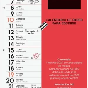 Calendario pared escribir largo m 2027 130x330mm