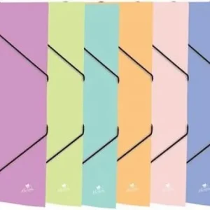Paq/8 carpeta fº gomas y solapas carton forrado colores pastel