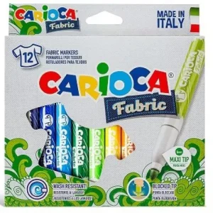 Estuche 12 rotuladores carioca fabric para tejidos punta gruesa