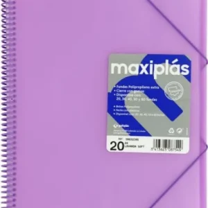 CARPETAS A4 50 FUNDAS A4 ESPIRAL MAXIPLAS LAVANDA SOFT