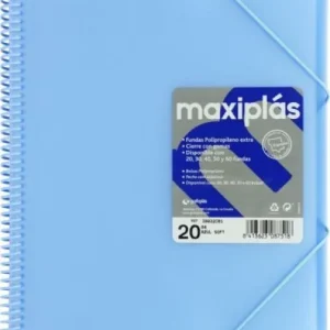 CARPETAS A4 60 FUNDAS A4 ESPIRAL MAXIPLAS AZUL SOFT