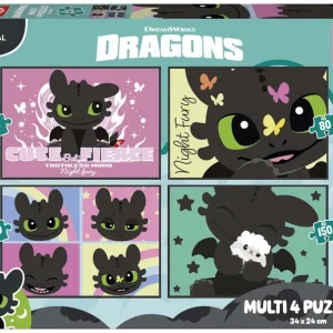 Puzzles multi 4 en 1 como entrenar a tu dragon 50 80 100 150 piezas