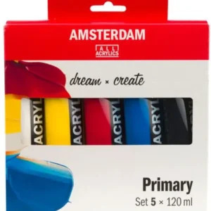 Estuche 5 botes acrílico amsterdam 120ml colores primarios