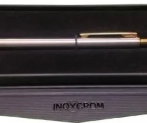 Estuche boligrafo cromo inox70 gold con clip dorado tinta azul
