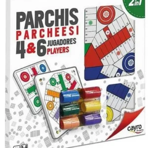 TABLERO PARCHIS MADERA 4 Y 6 JUGADORES CON ACCESORIOS