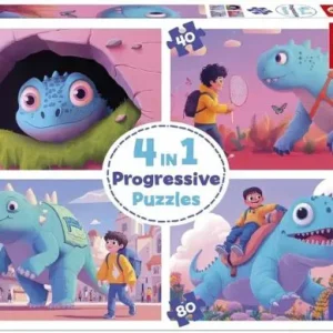 PUZZLE PROGRESIVO 4 EN 1 SIMPATICOS DINOS 20 40 60 80 PZS
