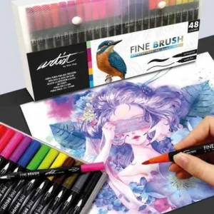 Estuche 48 rotuladores fine brush doble punta colores surtidos