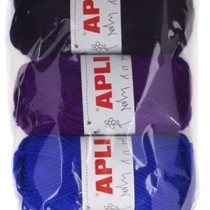 Blister 4 ovillos de lana tonos azul 50g