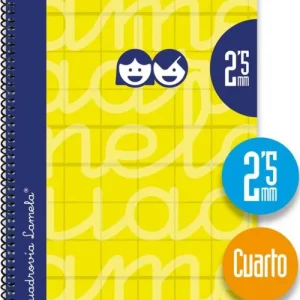 Cuaderno espiral 4º 80h 70g 2,5mm amarillo cuadrovia extradura