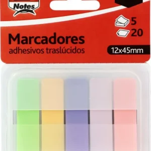 Blister 5 marcadores autoadhesivos translucidos colores pastel 12x45mm.