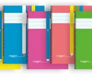 Paq/5 cuaderno espiral fº 80h 90g 4mm cuadrovia polipropíleno colores surtidos eriggan