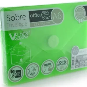 PAQ/10 SOBRE A6 V-LOCK 120X160 MM VELCRO COLOR VERDE