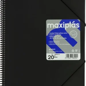 CARPETAS A4 50 FUNDAS A4 ESPIRAL MAXIPLAS NEGRO