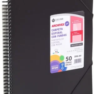 CARPETA 50 FUNDAS A4 ESPIRAL ARCHIVEX STAR NEGRO