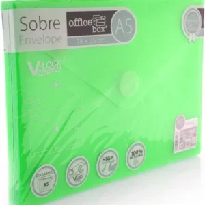 PAQ/10 SOBRE A5 V-LOCK 180X250 MM VELCRO COLOR VERDE