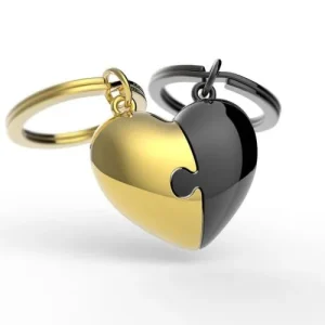 LLAVERO METALMORPHOSE LIFESTYLE PUZZLE CORAZON ORO/NEGRO