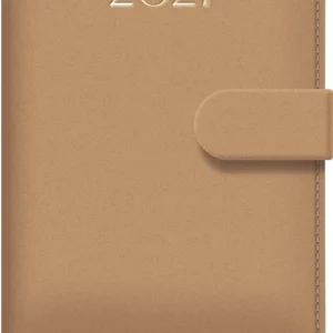 Agenda anual 2027 pretty dia pagina 12,5x18 beige cierre iman