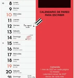 Calendario pared escribir largo l 2027 155x430mm