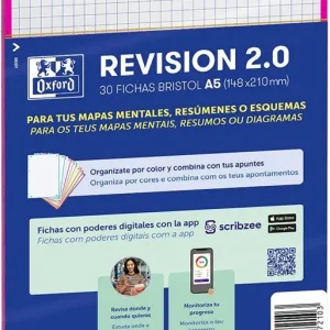 PAQUETE FLASHCARDS 2.0 OXFORD A5 2T 30F CUAD.5X5 FUCSIA