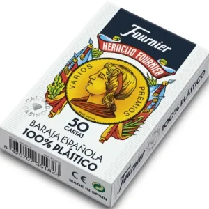 Baraja cartas española plastico 2100 estuche carton metalizado 50 cartas