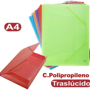 PAQ/12 CARPETA A4 GOMAS Y SOLAPAS PP TRASLUCIDO KATHAY
