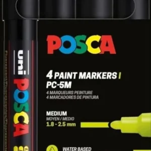 Estuche 4 marcadores uni-posca pc5m colores neon 1,8-2,5mm