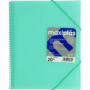 CARPETAS A4 20 FUNDAS A4 ESPIRAL MAXIPLAS VERDE AGUA