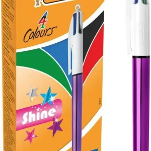 C/12 boligrafos bic 4 colores shine morado gold punta 1mm