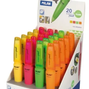Exp 20 portaminas + goma 1,3mm 2b capsule serie fluo