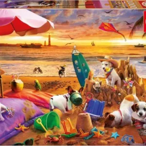 PUZZLE 1000 PIEZAS PERROS JUGANDO EN LA PLAYA