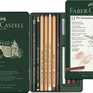 Caja metalica 12 piezas pitt monochrome faber castell