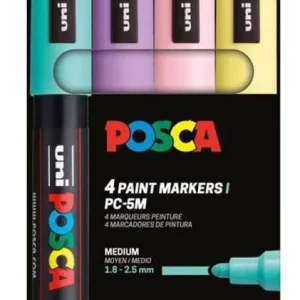 Estuche 4 marcadores uni-posca pc5m colores soft 1,8-2,5mm