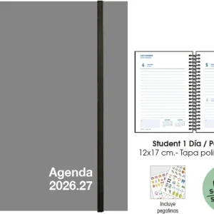 AGENDA ESCOLAR 26-27 STUDENT 12X17 DP GRIS