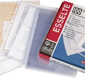 C/100 fundas portadocumentos fº multitaladro pp 80 micras cristal con refuerzo
