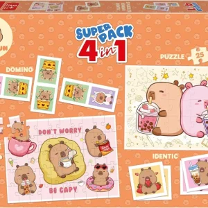 SUPERPACK 4 EN 1 CAPYBARA CAPYFUN PUZZLES Y JUEGOS