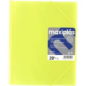 CARPETAS A4 20 FUNDAS A4 ESPIRAL MAXIPLAS AMARILLO
