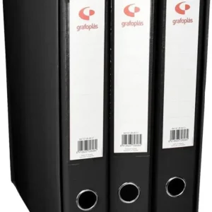 Modulo 3 archivadores fº 2 anillas 40mm carton forrado en pp grafcolor negro