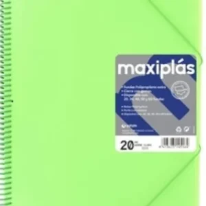 CARPETAS A4 40 FUNDAS A4 ESPIRAL MAXIPLAS VERDE