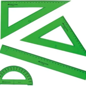 Estuche dibujo 4 piezas reglas verde/transparente faber-castell