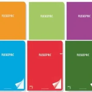 Paq/6 libreta a5+ 48h 90g cuadricula 3x3 c/m flexipac tapa plastico colores surtidos